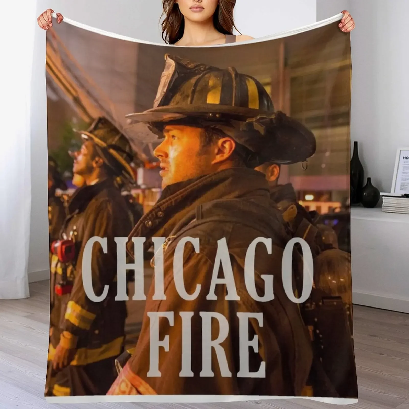 

Chicago Fire Fighters Throw Blanket Flannel Fabric Softest Quilt Fashion Sofas Blankets
