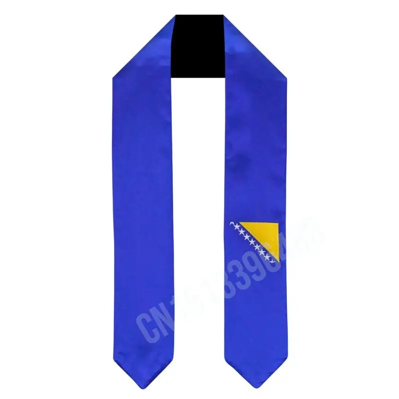 

Bosnia Flag Scarf Top Print Graduation Sash Stole International Study Abroad Adult Unisex Party Accessory