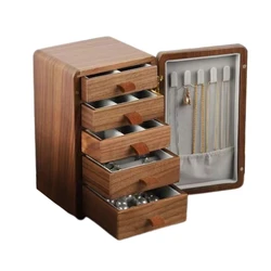 Drawer Jewelry Box Organizer Storage Chinese Style Pine Wooden Large Box High Capacity Luxurious Solid Wood Necklace Earrings