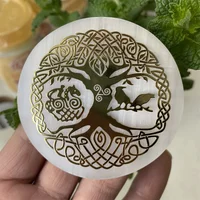 Natural Selenite Slice Slab White Gypsum 7 Chakras Flower of Life Charging Plate Yoga Meditation Fengshui Healing Crystals Stone 5