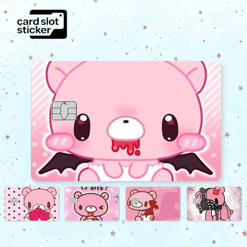 

Kawaii Pink Pity Bear Credit Card HD Stickers Small Chip Waterproof Sticker Game Card Decal Gift