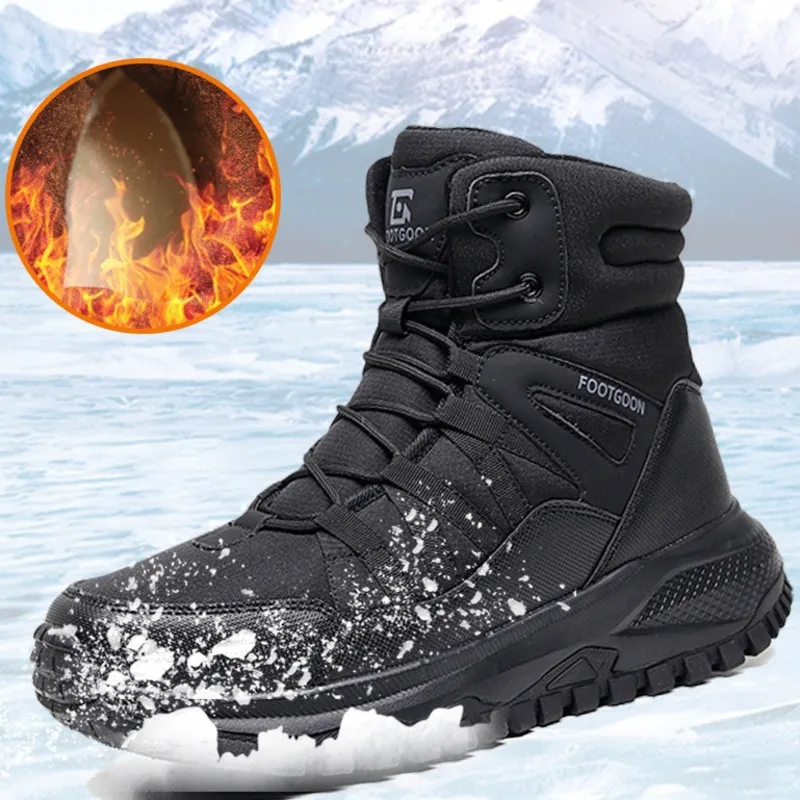 

Men's Winter Boots 2026 Warm Snow Boots For Men Women Thick Plush Mid-Calf Boots Non-slip Waterproof Outdoor Hiking Boots -40℃