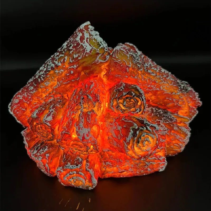 Flameless Fireplace Lamp Light 3D Wood Realistic Fire LED Charcoal Flame Simulation Wooden Night Lamps for Home Festival Decor