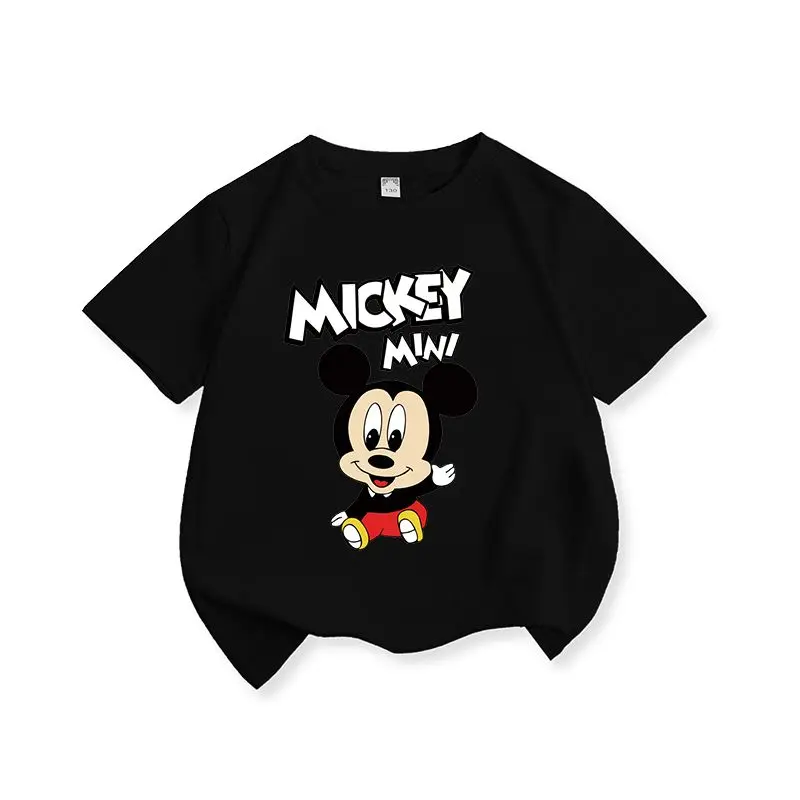 

Футболка с Микки Маусом для мальчиков, детская одежда из чистого хлопка с короткими рукавами, одежда Disney Minnie, летняя одежда с Микки Маусом и половиной рукавов