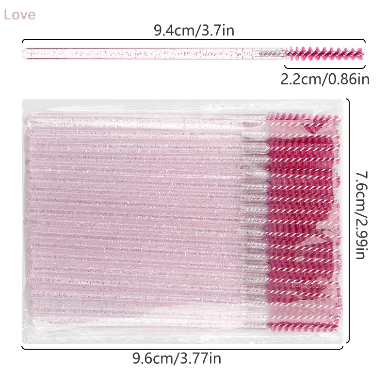 [L&P] 50Pcs Eyelash Extension Rainbow Crystal Mascara Wand Applicator Spoolers Eye Lashes Cosmetic Brushes Set Tool