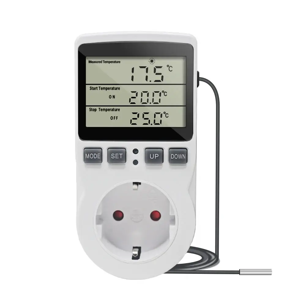 EU Plug Digital Temperature Controller Timer Socket Thermostat With Timer Switch Cooling Heating Temperature Sensor