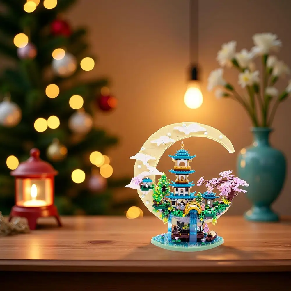 Adults & Teens Cherry Blossom Tree Kit: Moon Palace Architecture, Miniature Japanese Sakura House, Cherry Bonsai Bricks, Ideal C