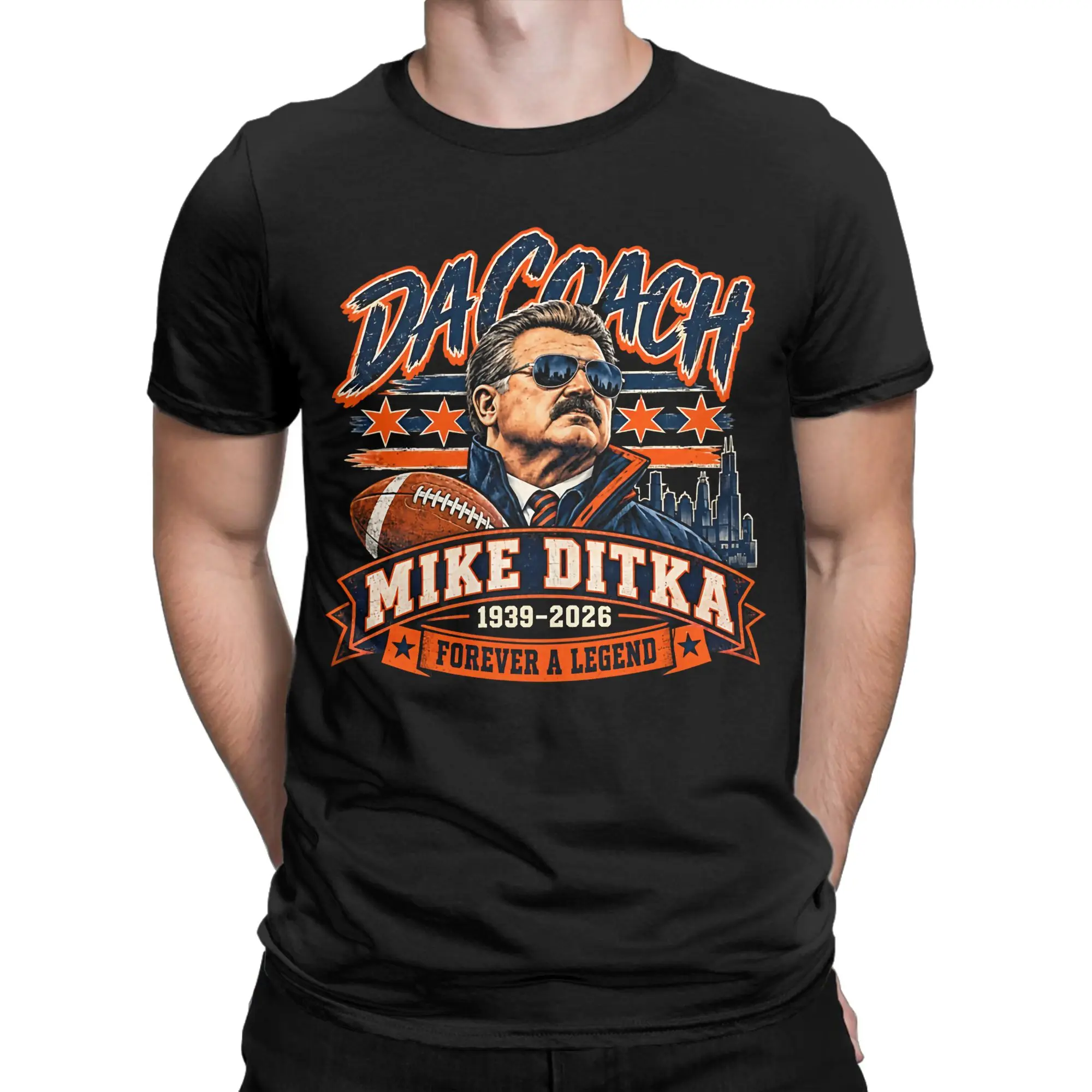 Mike Ditka Memorial T Shirt Men Women Cotton Vintage T-Shirt Round Neck  Tees Short Sleeve Clothing Printed