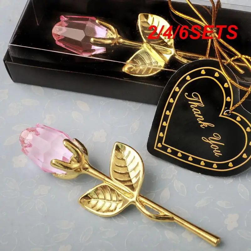 2/4/6SETS Crystal Rose Elegant And Exquisite Artificial Rose Vivid Shapes Gold Mothers Gift Crystal Glass Rose Box