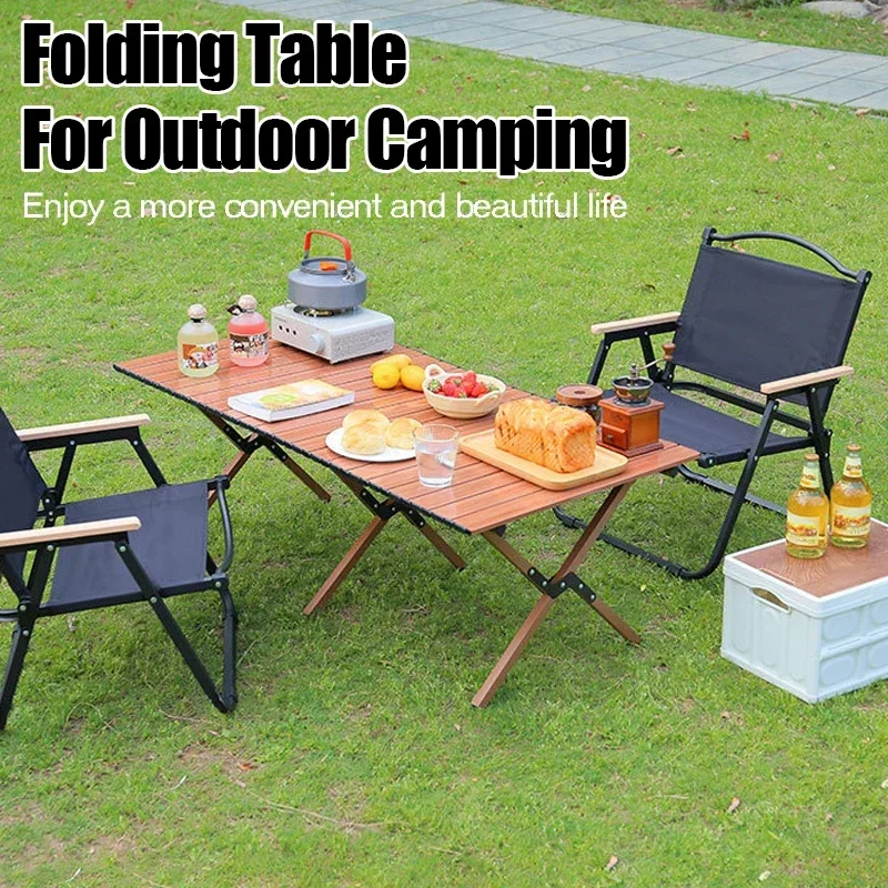 Folding Lightweight Table Outdoor Egg Roll Camping Table Portable Foldable Table Coffee Picnic Desk Complimentary Storage Bag