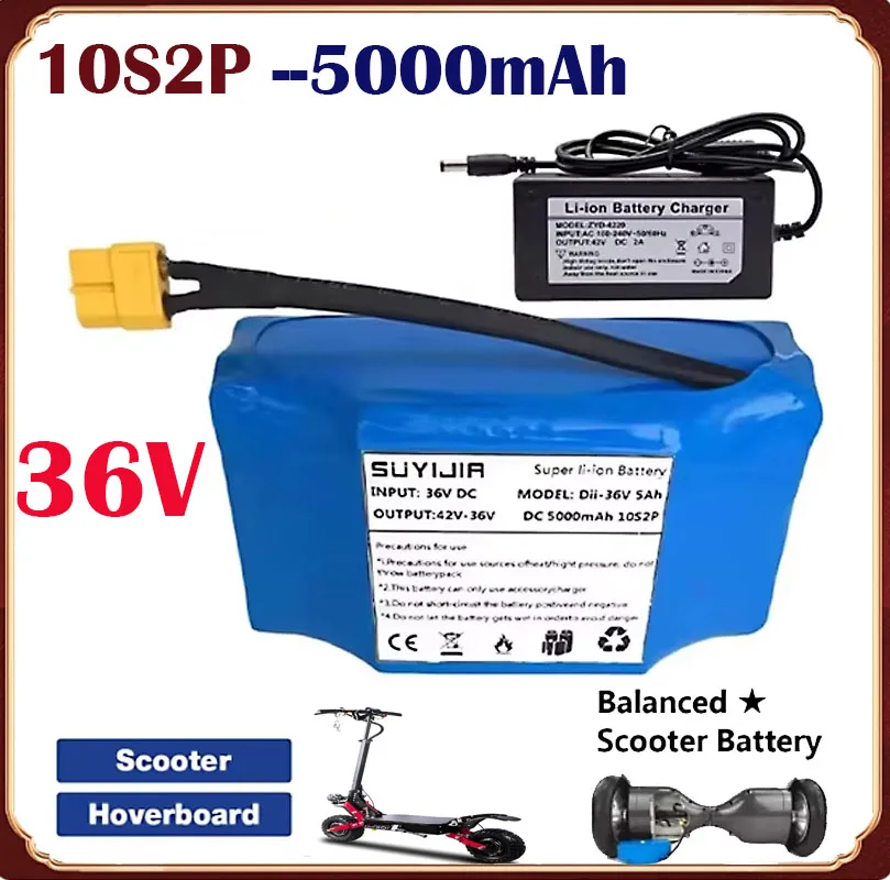 

High Quality36V 5000mAh 10s2p Rechargeable Lithium-ion Battery for Electric Self-balancing Scooters, Balance Bikes and Unicycles