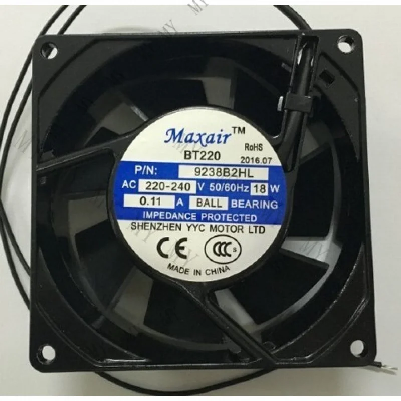 

TT 1 PCS FOR Maxair BT220 9238B2HL AC220V 9238 9cm 2 wire Aluminum frame fan #