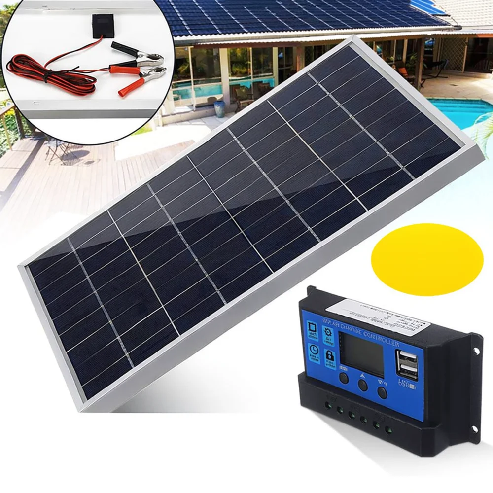 Monocrystalline Solar Panel 10W Set With Controller 3M Connector Cable Portable Power Supply For Outdoor Camping RV