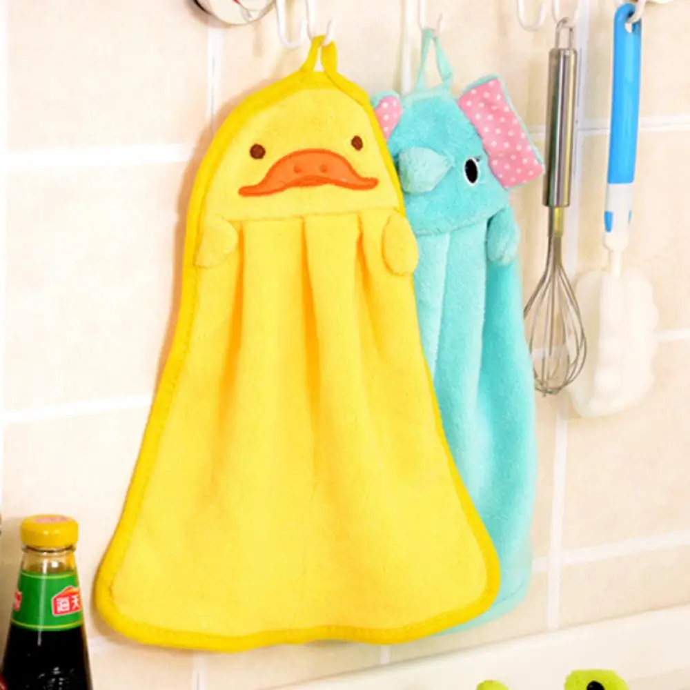 Children Nursery Hand Towel Plush Cartoon Animal Hanging Wipe Bathing Towel