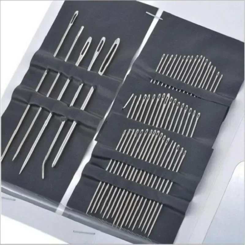 New 55 Pieces Stainless Steel Big Eye Hand Sewing Needles Set with Different Sizes for Sewing Needlework Embroidery Needles