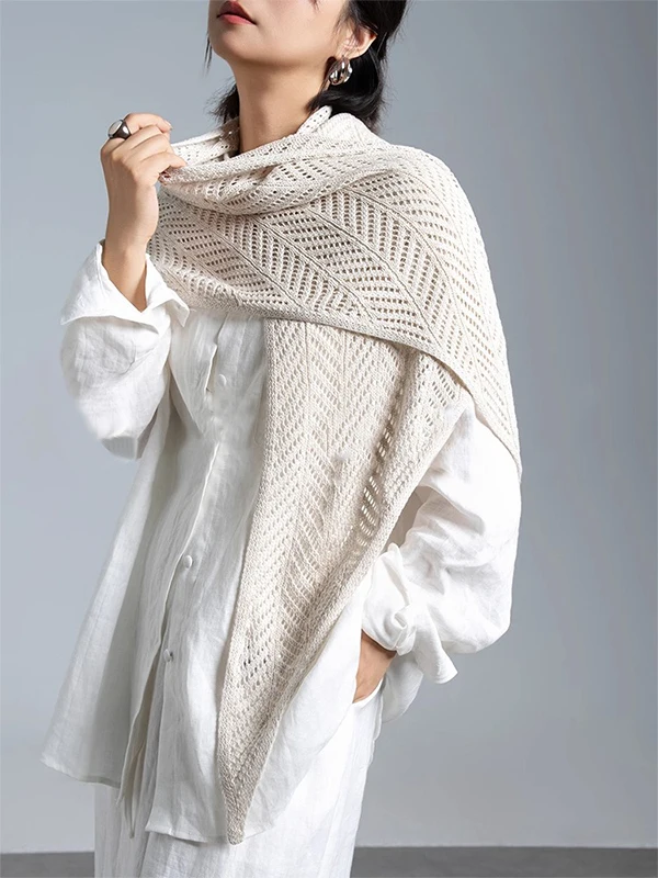 

Ele Ice Silk Вязаный большой шарф женский летний тонкий ажурный шарф из льняного материала с кондиционером для комнаты...