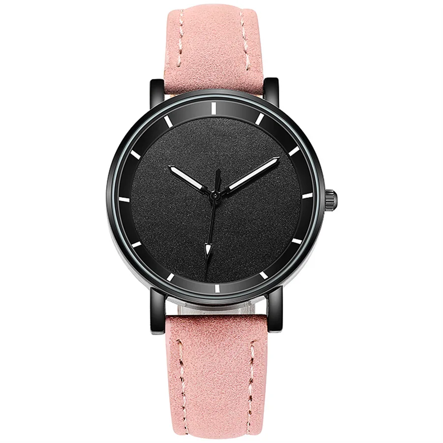 Luxury Leather Strap Round Watches for Women Luminous Pointer Digital Wrist Watch Stainless Steel Dial Casual Bracele Watch