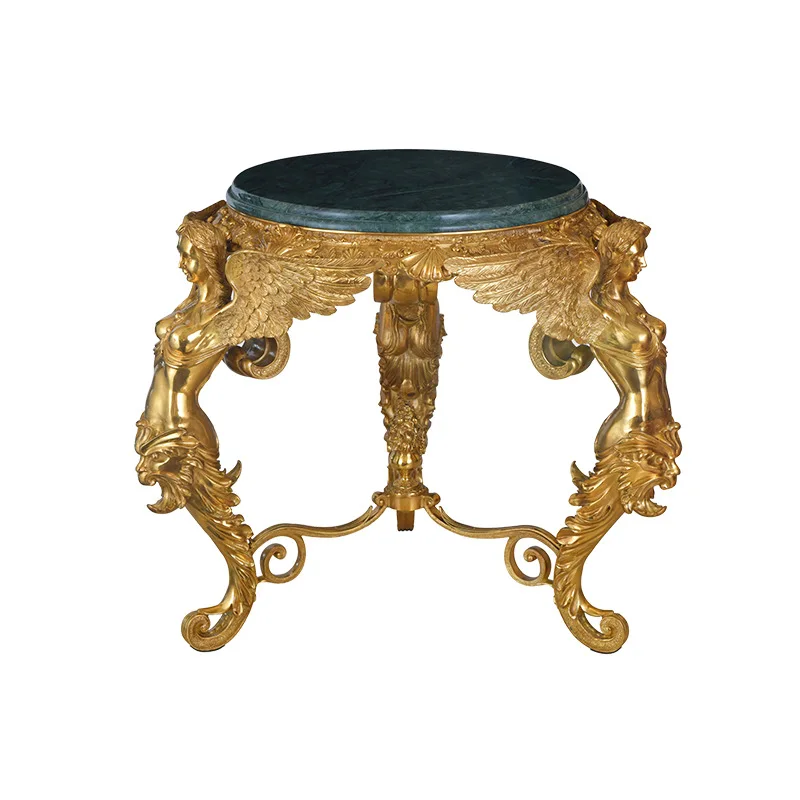 Luxury French European court retro villa dewaxing all copper marble countertop decoration round few sides