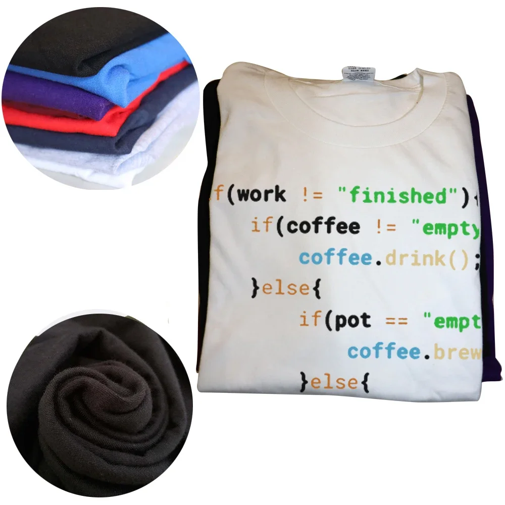 Funny Java Programmer Coffee Coding T-Shirt Coffee Lovers Geek Nerd Gift Tee Tops Summer 100% Cotton Casual EU Size T Shirts