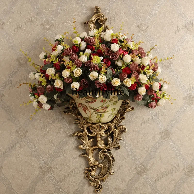 45 European wall hanging flower  decoration creative retro wall hanging decoration living room background wall decoration