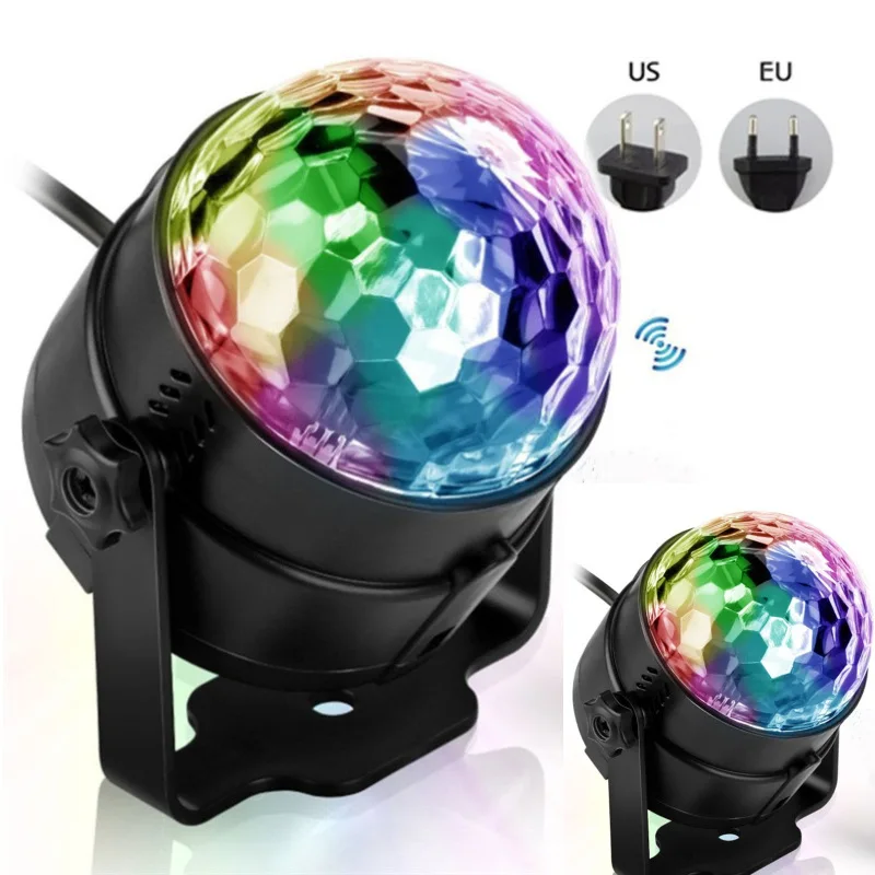 

Sound Activated LED Stage Disco Light Rotating DJ Ball With Remote Control Color Party Atmosphere Lamp for Home KTV Bar Xmas