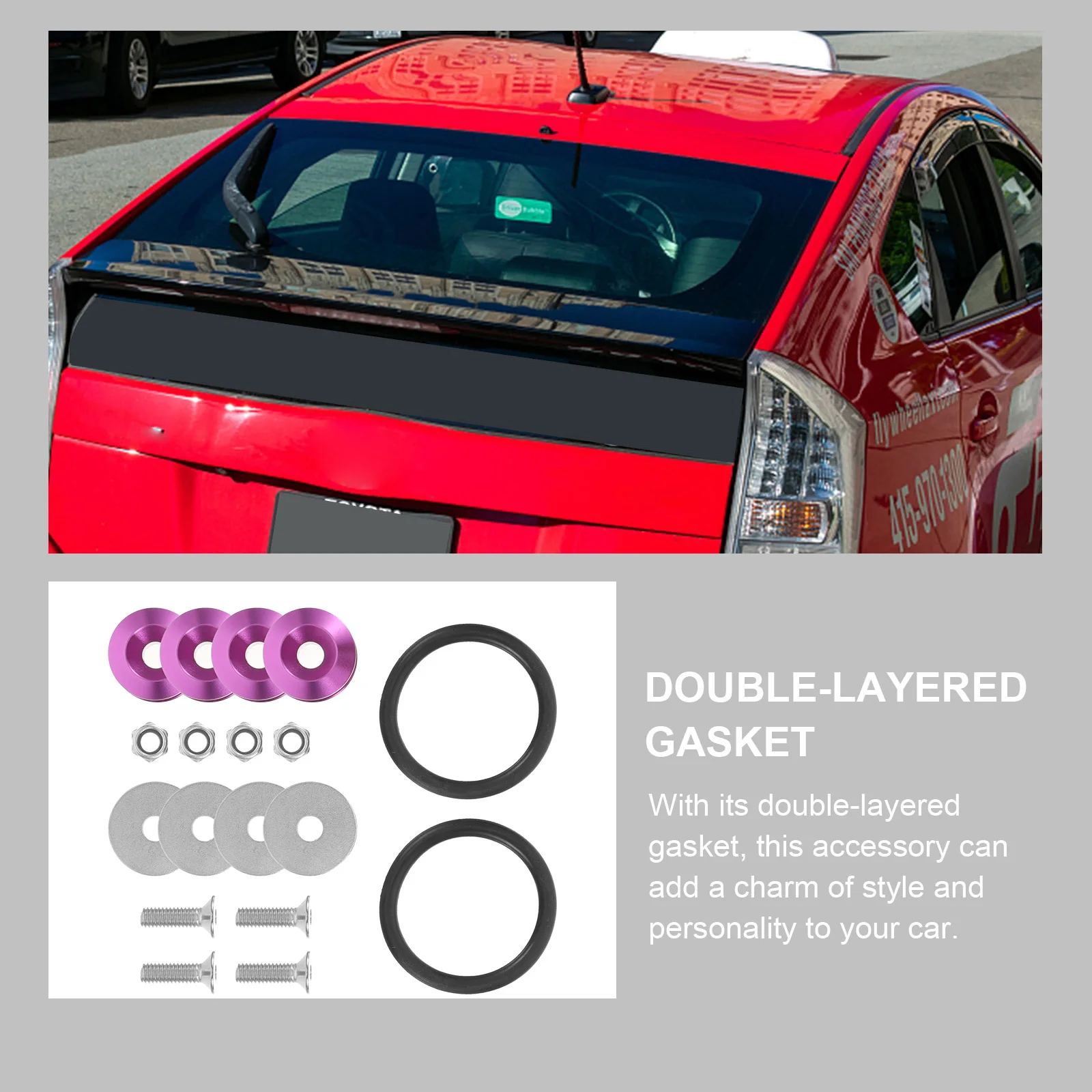 

Car Bumper Fixing Clips Purple Double Layer Gasket Aluminum Retainer for Front Rear Bumpers Hood Hatches Modification