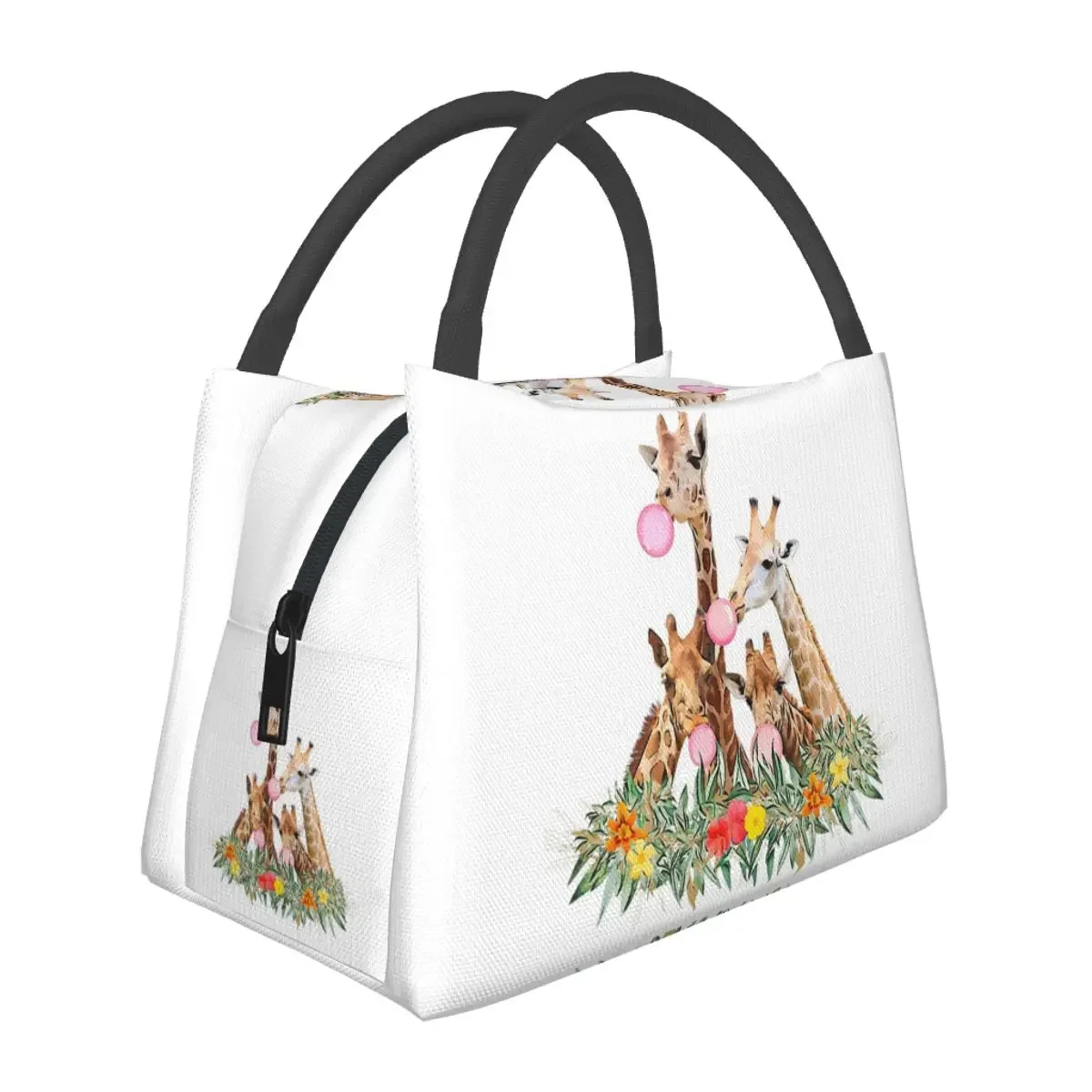 

Жираф с цветочным головным убором, сумки для обеда, изолированная коробка для бенто, сумка для обеда, сумки для пикника, термосумка-холодильник для женщин, школы