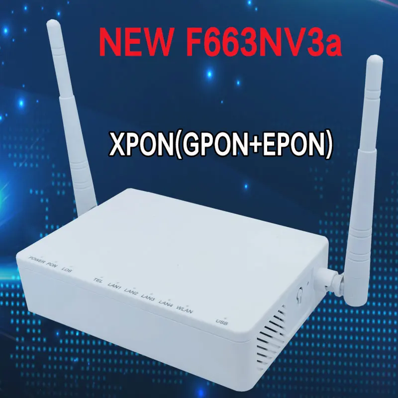 F663NV3A GPON EPON XPON 1GE + 3FE + 1 POTS + 2.4GWifi ONU ONT البرامج الثابتة الإنجليزية التيار المتناوب 2 هوائيات راوتر ont مودم