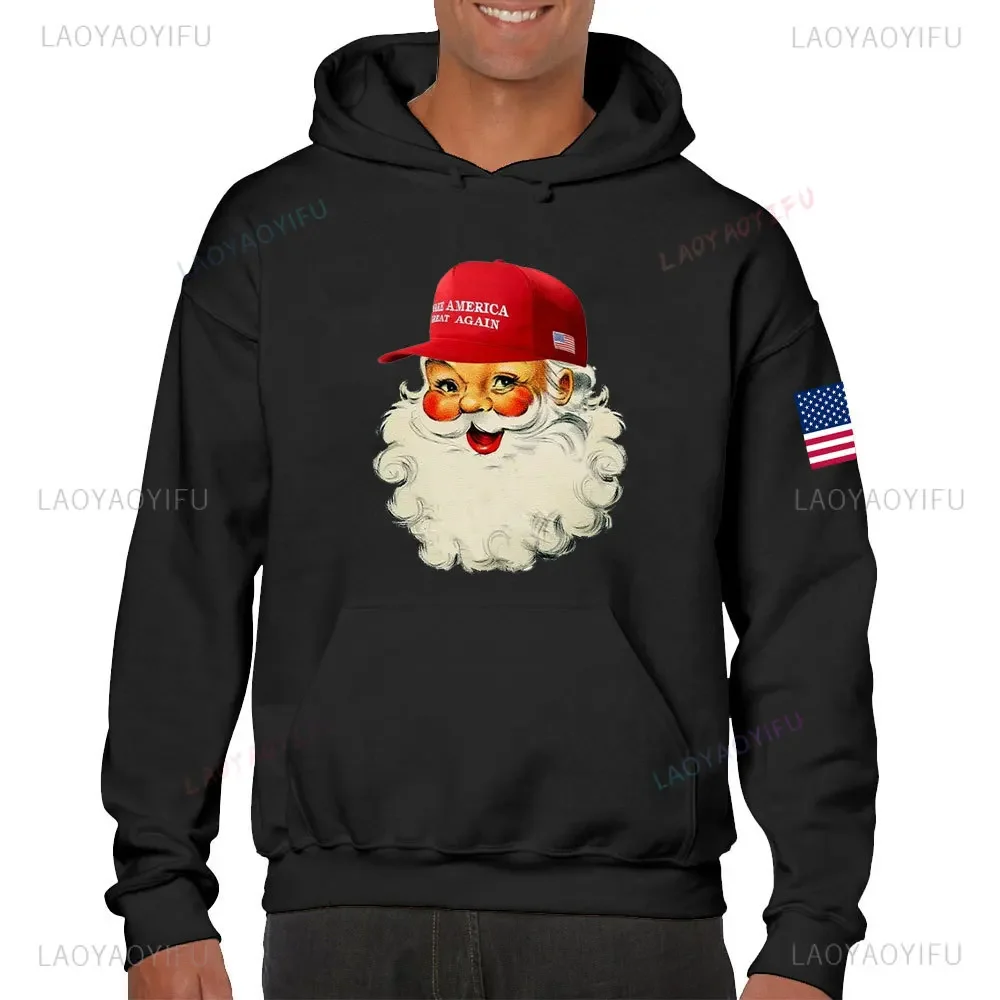 Make Christmas Great Again Trump Christmas Sweatshirt Funny Trump Christmas Hoodies Santa Sweatshirt MAGA Santa Hoodie Tops