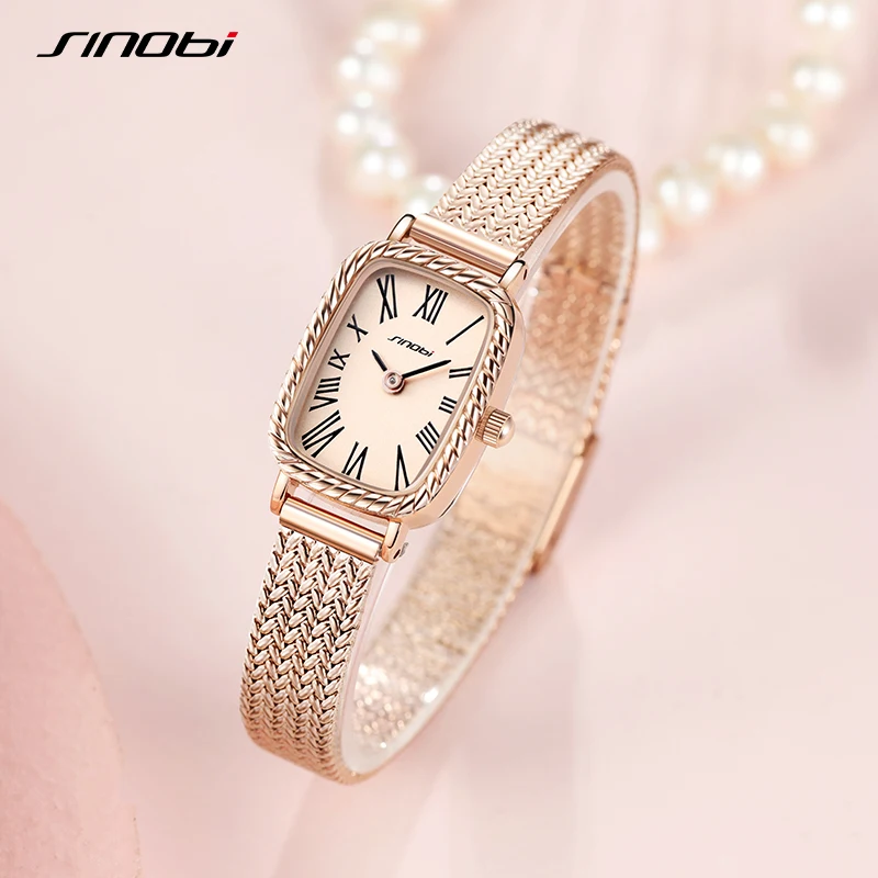 Sinobi Ladies Watches Fashion Design Women\'s Quartz Wristwatches Elegant Rectengle Female Gifts Clock HM Brand Top Luxury Watch