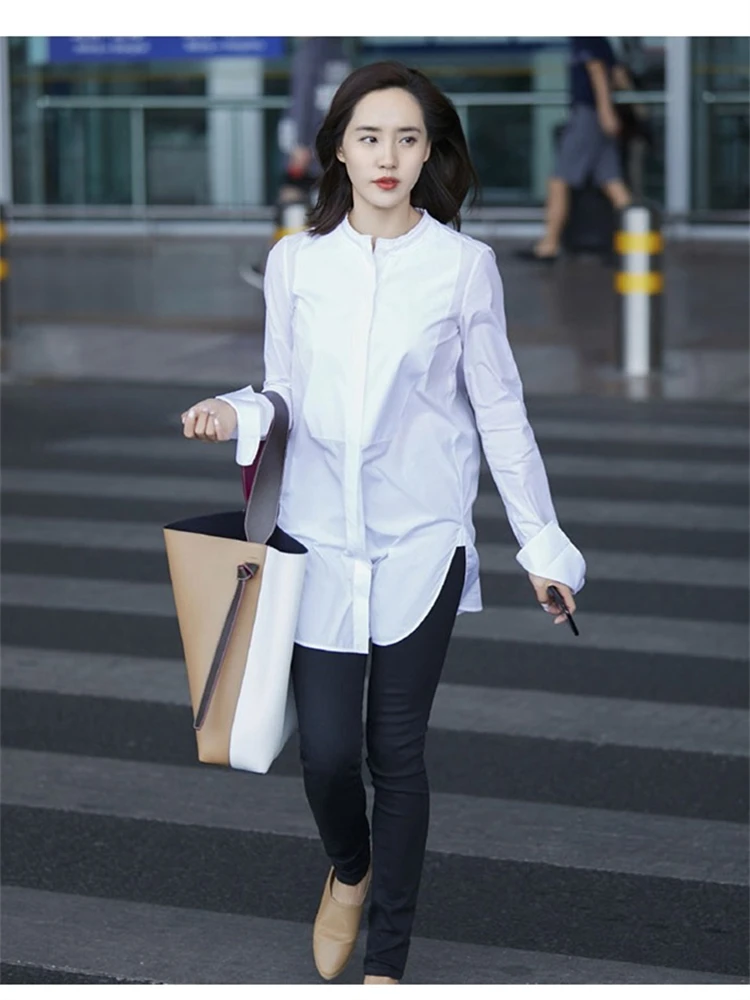 Summer Women Blouse Spring Shirt Female Woman Blouse Maxi Blusas Chiffon Casual Elegant Vintage Long Sleeve Oversize Loose White