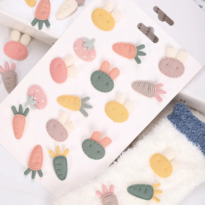 30PCS New ultrasonic embossed cartoon radish cloth stickers DIY children's hairpin bottoms clothing accessories