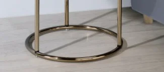 Tavolino da 21 pollici della metà del secolo Piano bianco con bordo a labbra con gambe in metallo ramato Tavolo d'accento moderno per divano camera da letto soggiorno