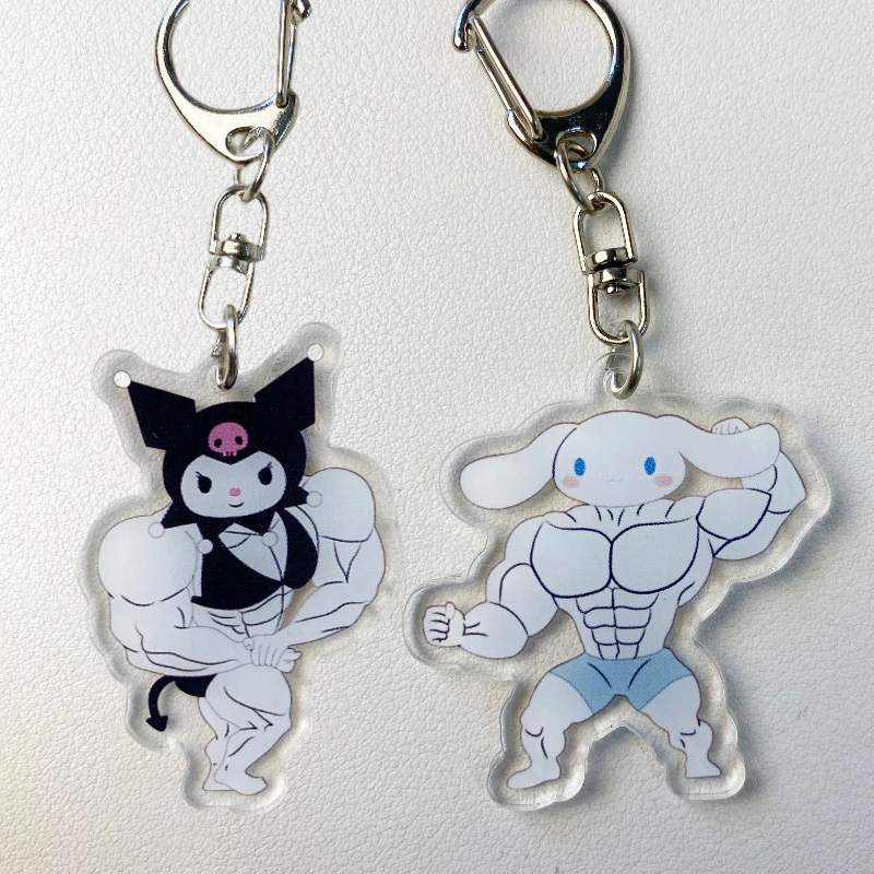 Engraçado Anime Muscular Chaveiro, Olá Kitty, Kawaii, Fitness Macho, Minha Melodia, Mochila, Casal Brinquedo Pingente, Presente para Meninas