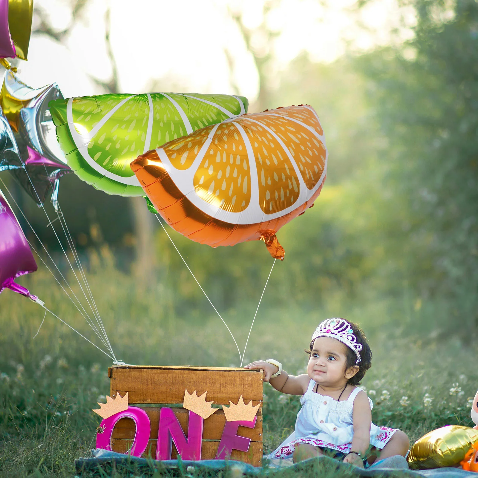 4 Pcs Lemon Orange Balloon Balloons Fruit Party Emulsion Reusable Decorations Hawaii Aluminum Film Cartoon Colorful