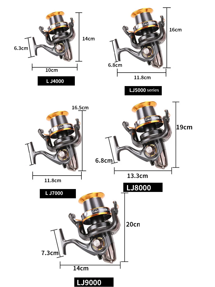 Far Throw Fishing Reel Metal LJ 4000-9000 Series 4+1 BB Bevel Cup Freshwater Reservoir Lure Spinning  Fishing Wheel