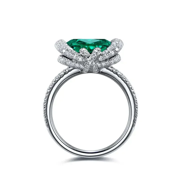 RUIF 2024 Classic Design S925 Silver 2.985ct Lab Grown Emerald Ring Engagementing Women Jewelry Mother Christmas Gift