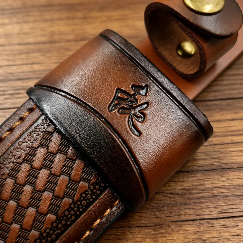 Vintage Floral Embossed Genuine Cowhide Fixed Blade Knife Sheath Waist Belt Carry Leather Scabbard Storage Cover Sheath Only No image 4