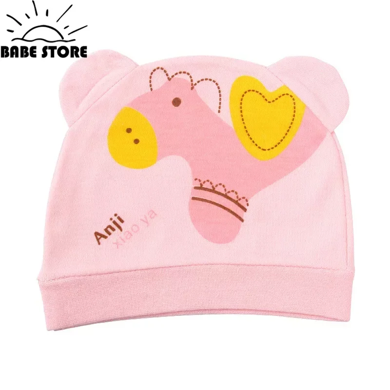 Four Seasons Kids Newborn Baby Hats 100% Cotton Cap 40 Color Cartoon Cute Printed Hat Suitable for 0-12 Months Baby Accessories