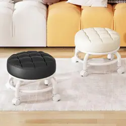 Low Rolling Stool Mini Ground Stool 360 degree Rolling Adjustable Round Rolling Stool With Wheels Household Walking Round Chair