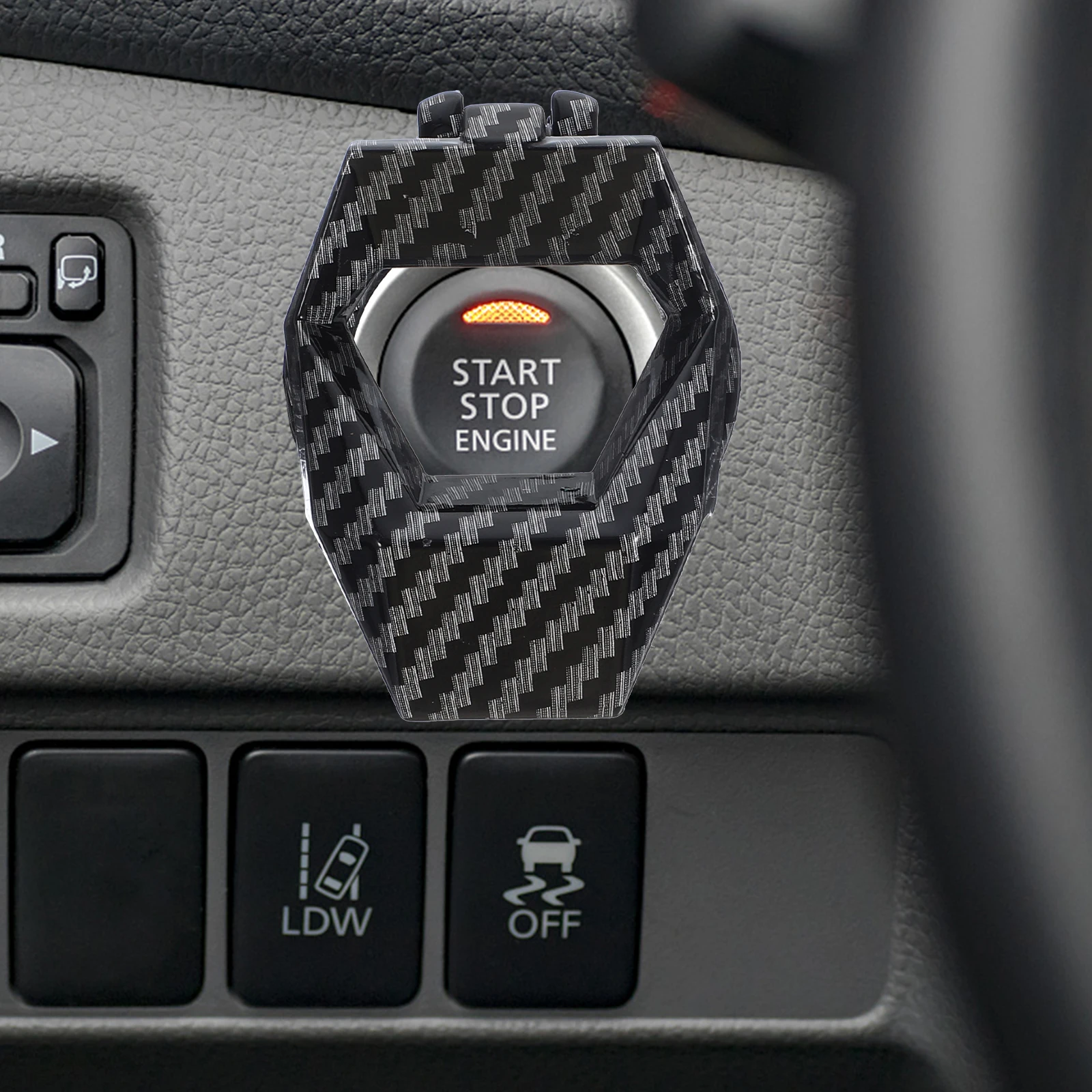 

Universal Engine Start Stop Button Cover One touch Interior Accessories Black Zinc Alloy Car Gear Push Button Protection Switch