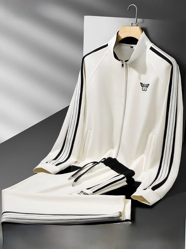

Fall Faion Color Blo Zipper Cardigan Sweatirt Men's Casual Sportswear Set High End Polyester Cotton Spandex Blend Long ...