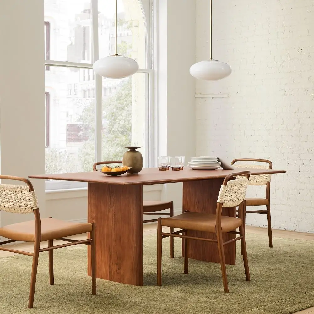 

#European Modern Luxury Farmhouse Solid Wood 8 Seater Rectangle Dining Table Set Minimalist Kitchen Furniture for Family Use