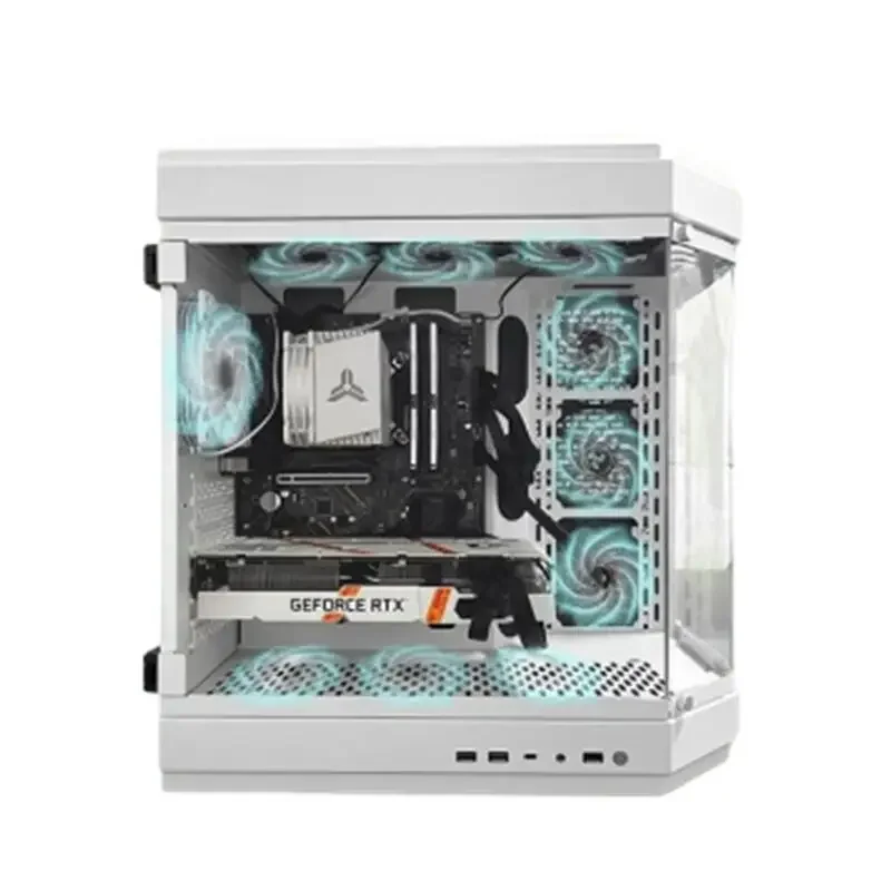 Sea View Room-Caso ATX para computador, console de mesa, lado branco, ventilador de jogo transparente, mundo subaquático, M-atx