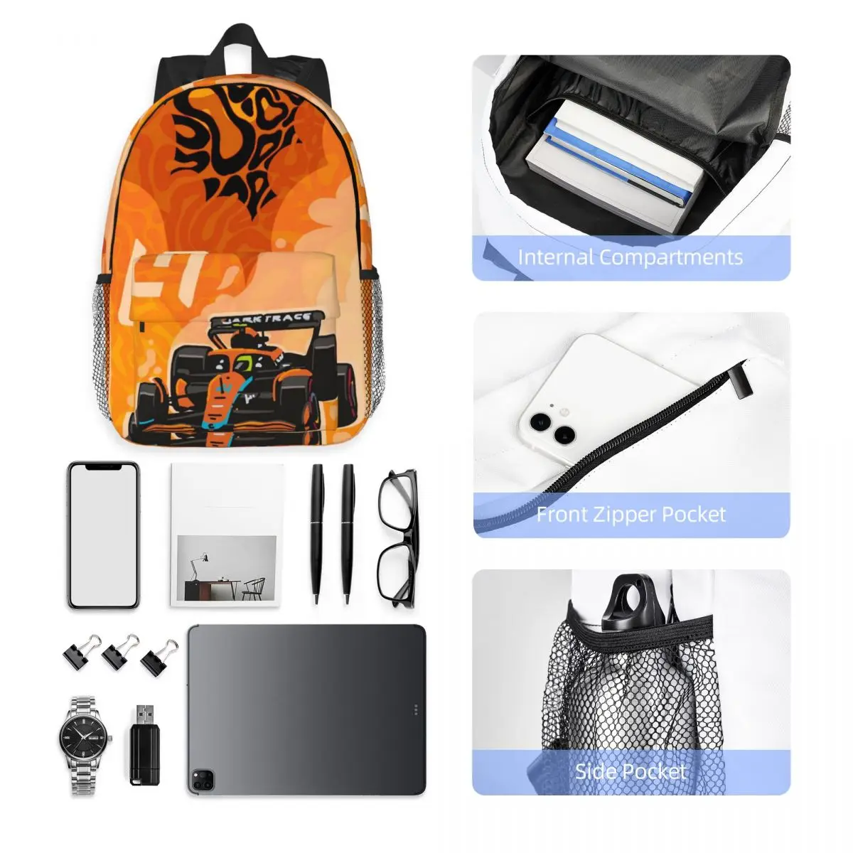 Landon Norris LN4 Zaino Studente Ragazzi Ragazze BookBag Borsa da scuola per bambini Borse a tracolla per computer per uomo Donna