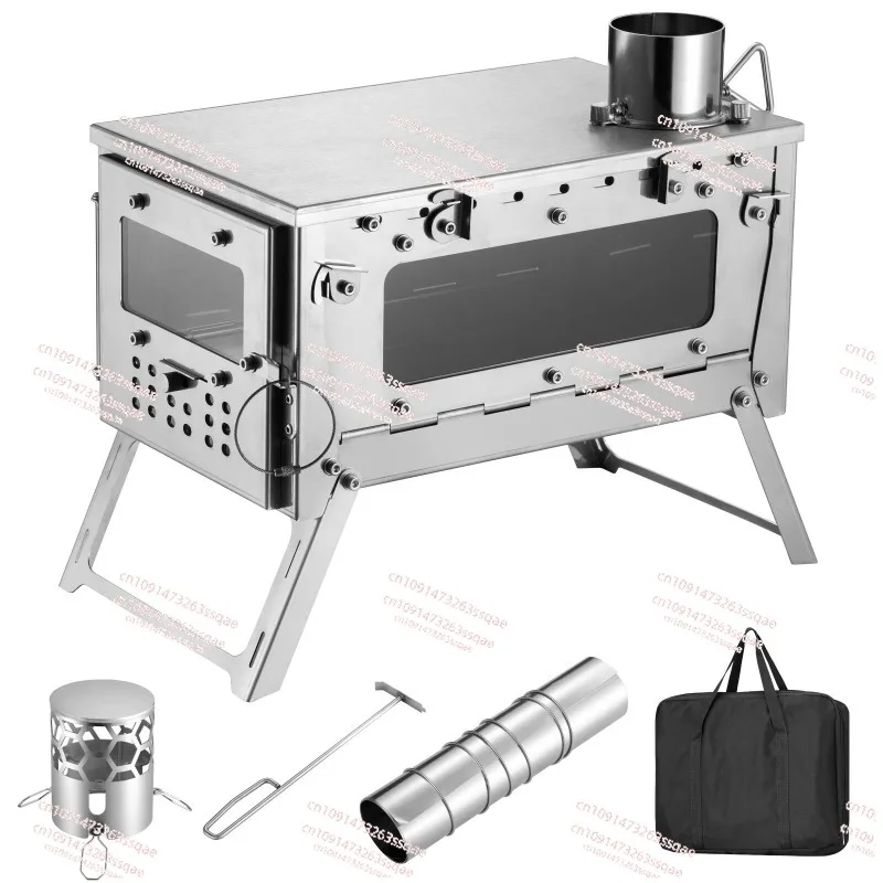 Outdoor camping, wood stove, tent stove, heating stove, easy to fold, portable, multi-functional firewood stove