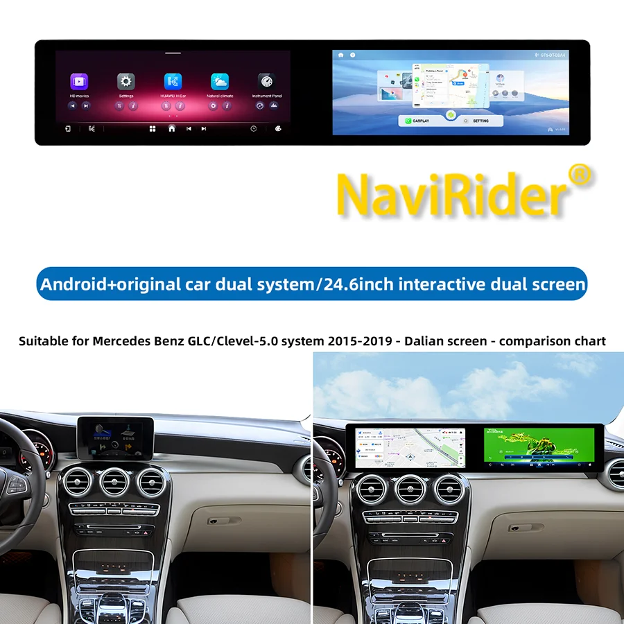 S For Mercedes Benz C Class W205 GLC X253 C180 C200 C220 C300 C350 Android Dual Screen Carplay Car GPS Navi Stereo Head Unit