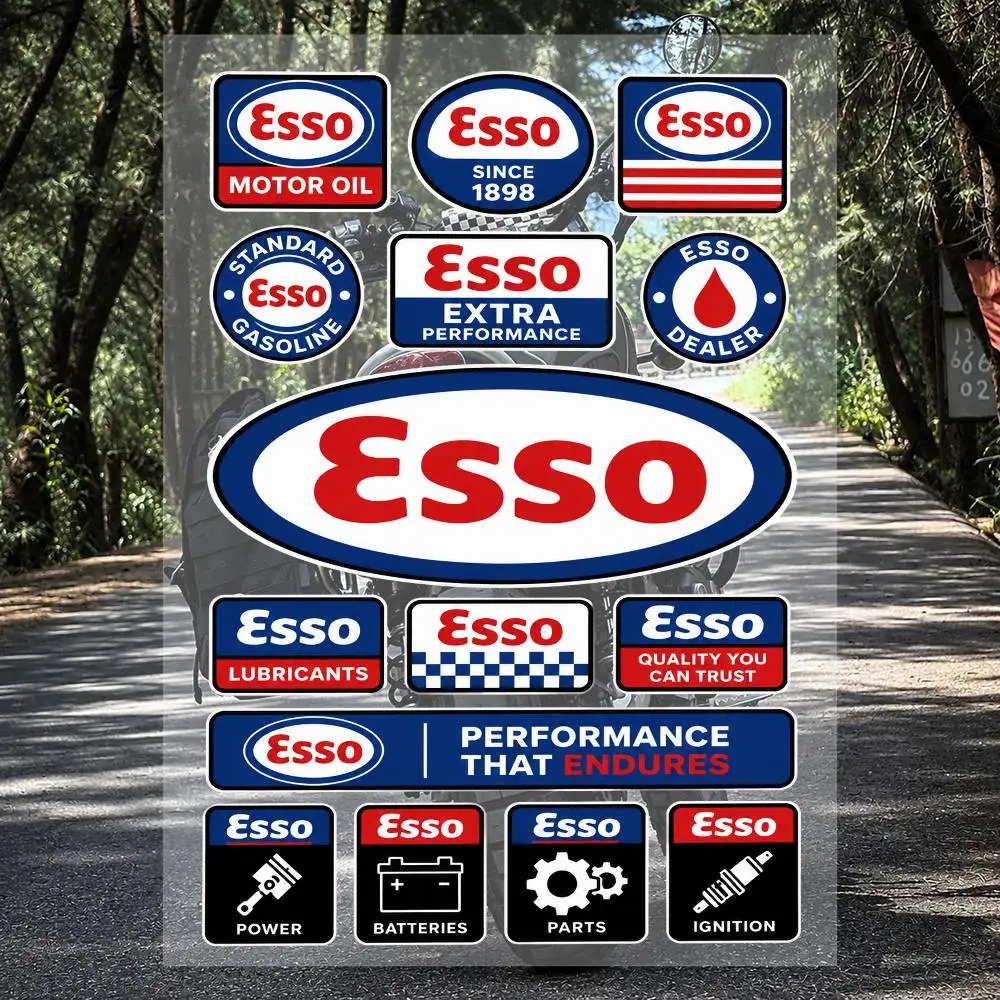 A-E-Esso-S Streetwear Marken-Aufkleber-Set Wasserdichte Vinyl-Aufkleber für Laptop, Helm, Skateboard, Motorrad, Auto, Handyhülle