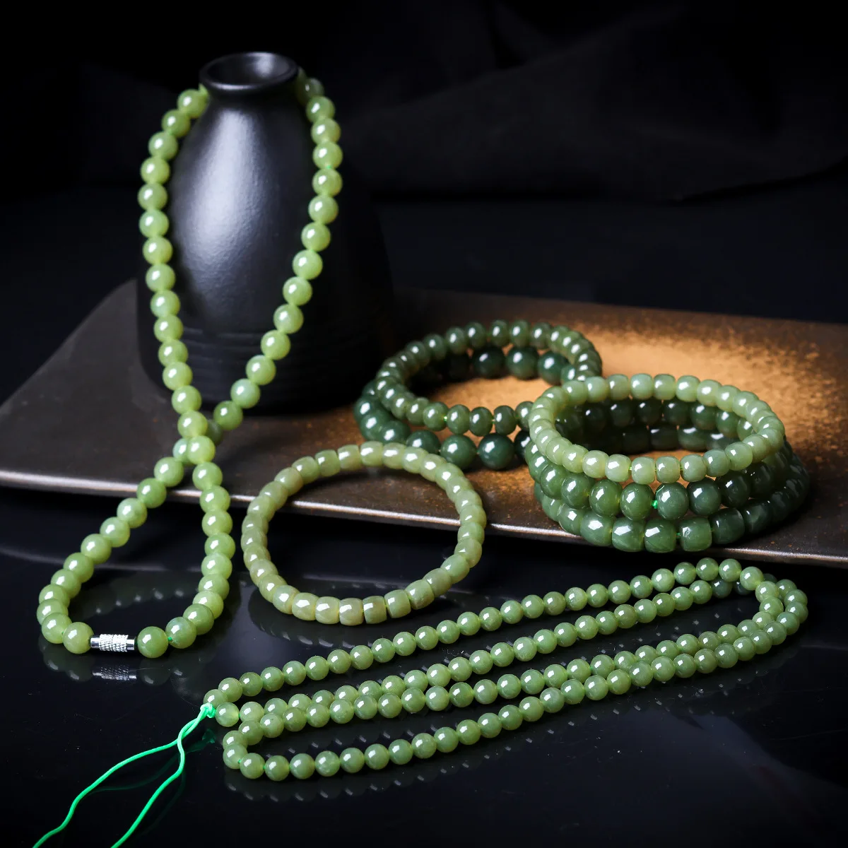 Hotan Jade beaded jade diy hand string with beads DIY jewelry accessories bracelet necklace