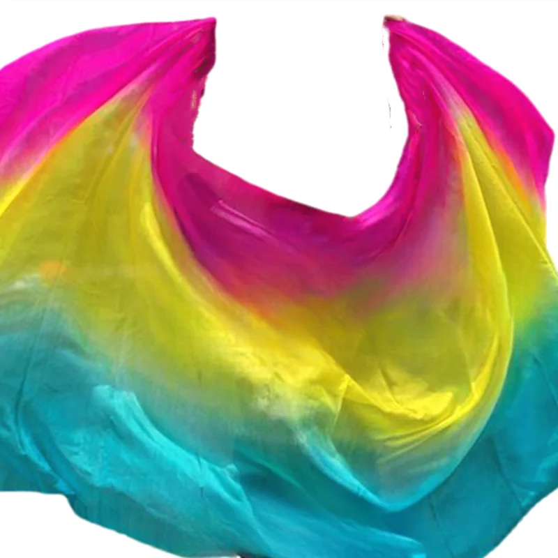 Professional Cheap Silk Veils 100% Belly Dancer Hand Thrown Scarf Shawl Gradient Flowy Light Weight Adults Show Prop Competition